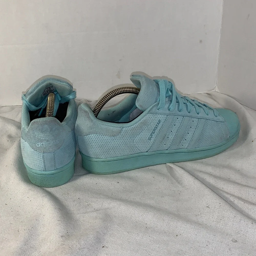 Adidas Mens Superstar RT Suede Shell-Toe Sneakers in Light Aqua
